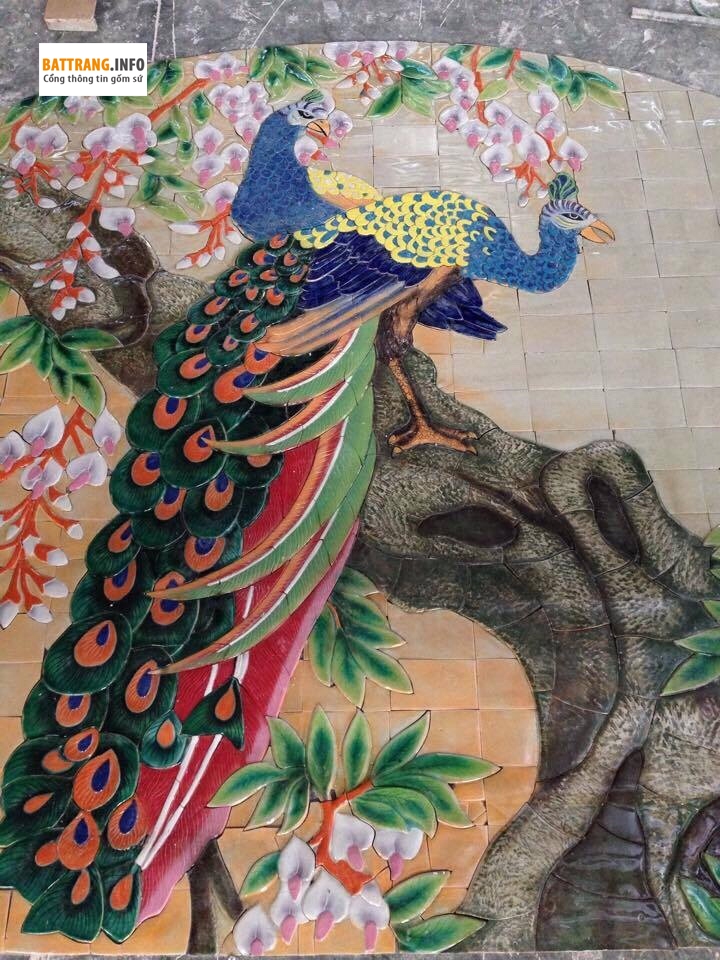 tranh gom mosaic ghep con cong