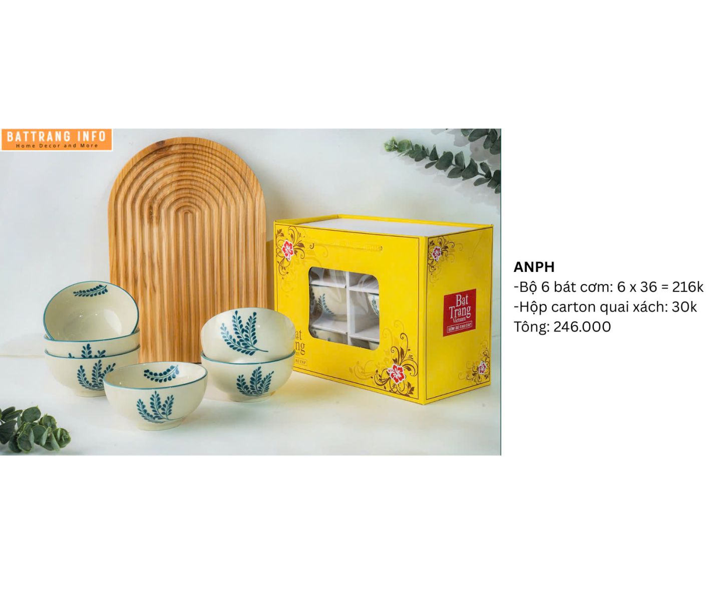 BỘ BÁT ĐĨA VẼ TAY BÁT TRÀNG 246
