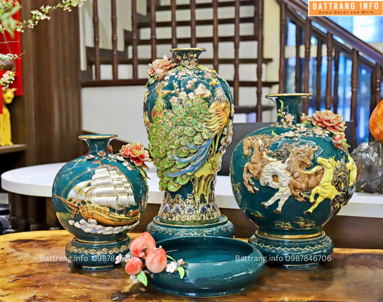 COMBO BỘ BÌNH HÚT TÀI LỘC VIP NỀN XANH