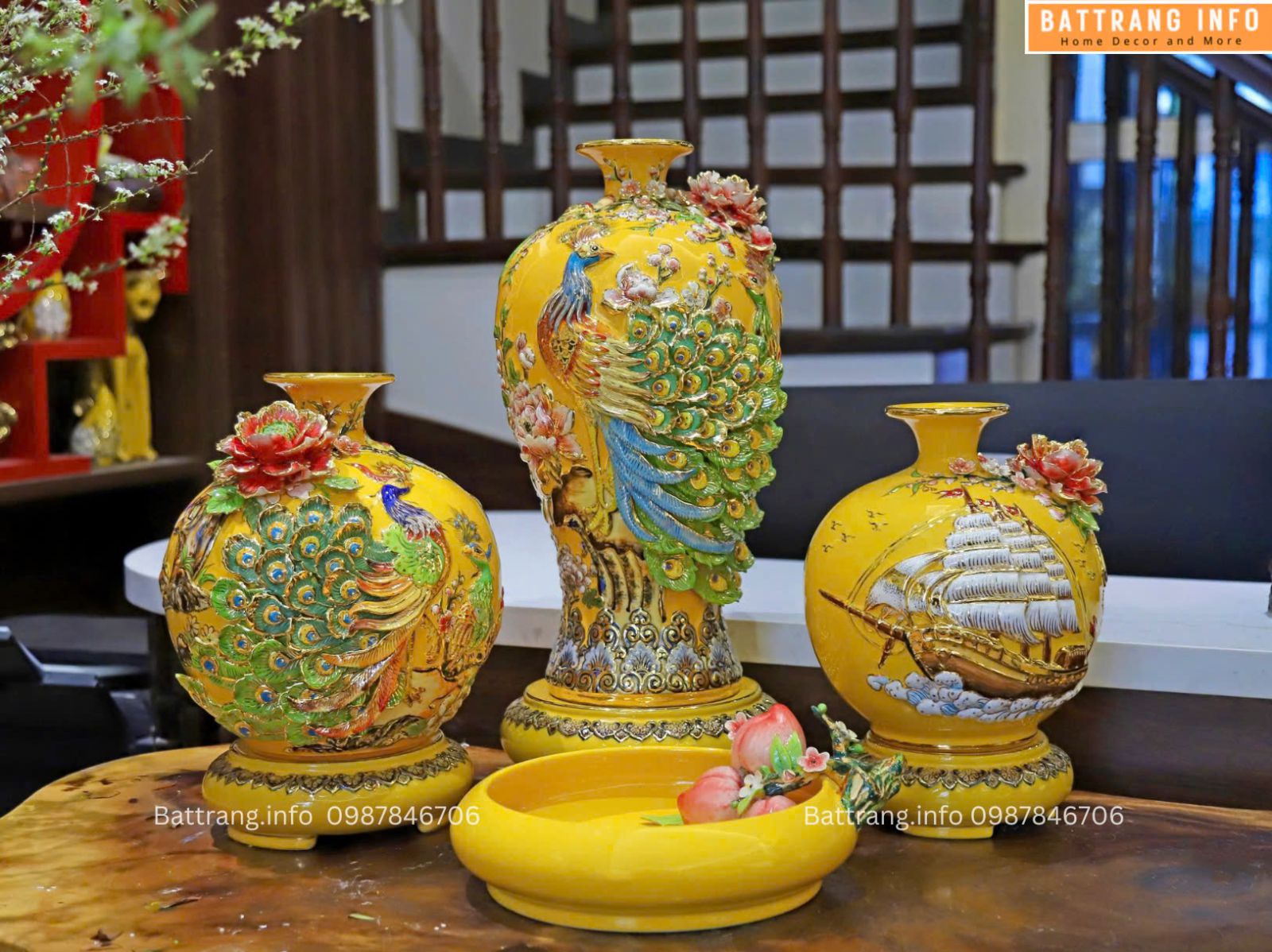 COMBO BỘ BÌNH HÚT TÀI LỘC VIP NỀN VÀNG