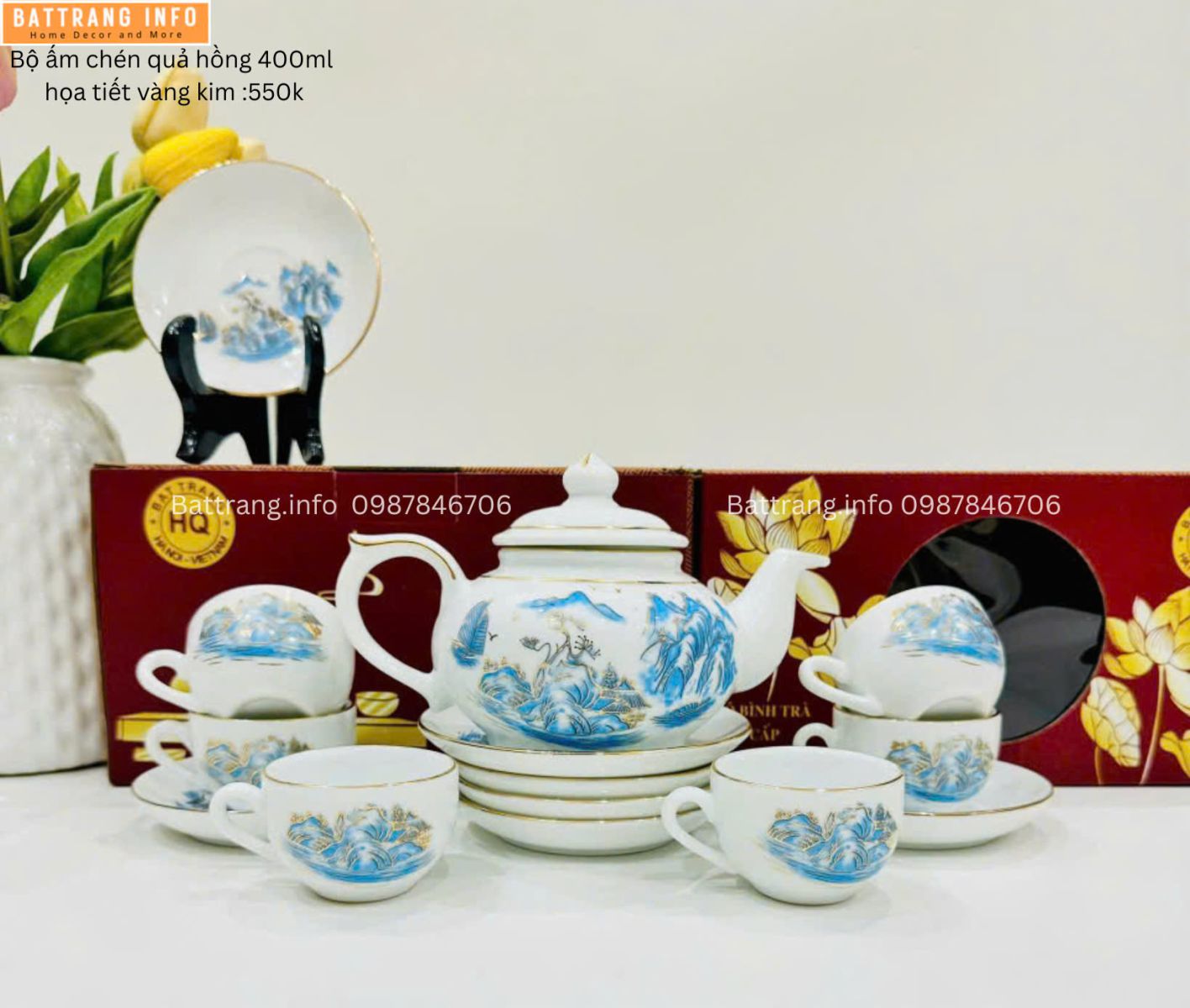 ẤM CHÉN QUẢ HỒNG SƠN THỦY VÀNG KIM 400ML
