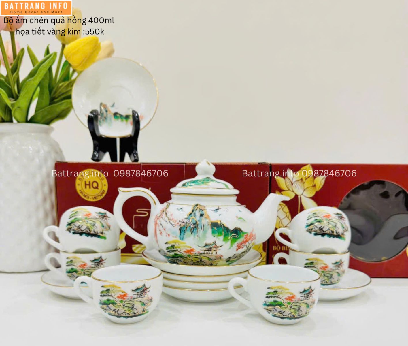 ẤM CHÉN QUẢ HỒNG SƠN THỦY VÀNG KIM 400ML