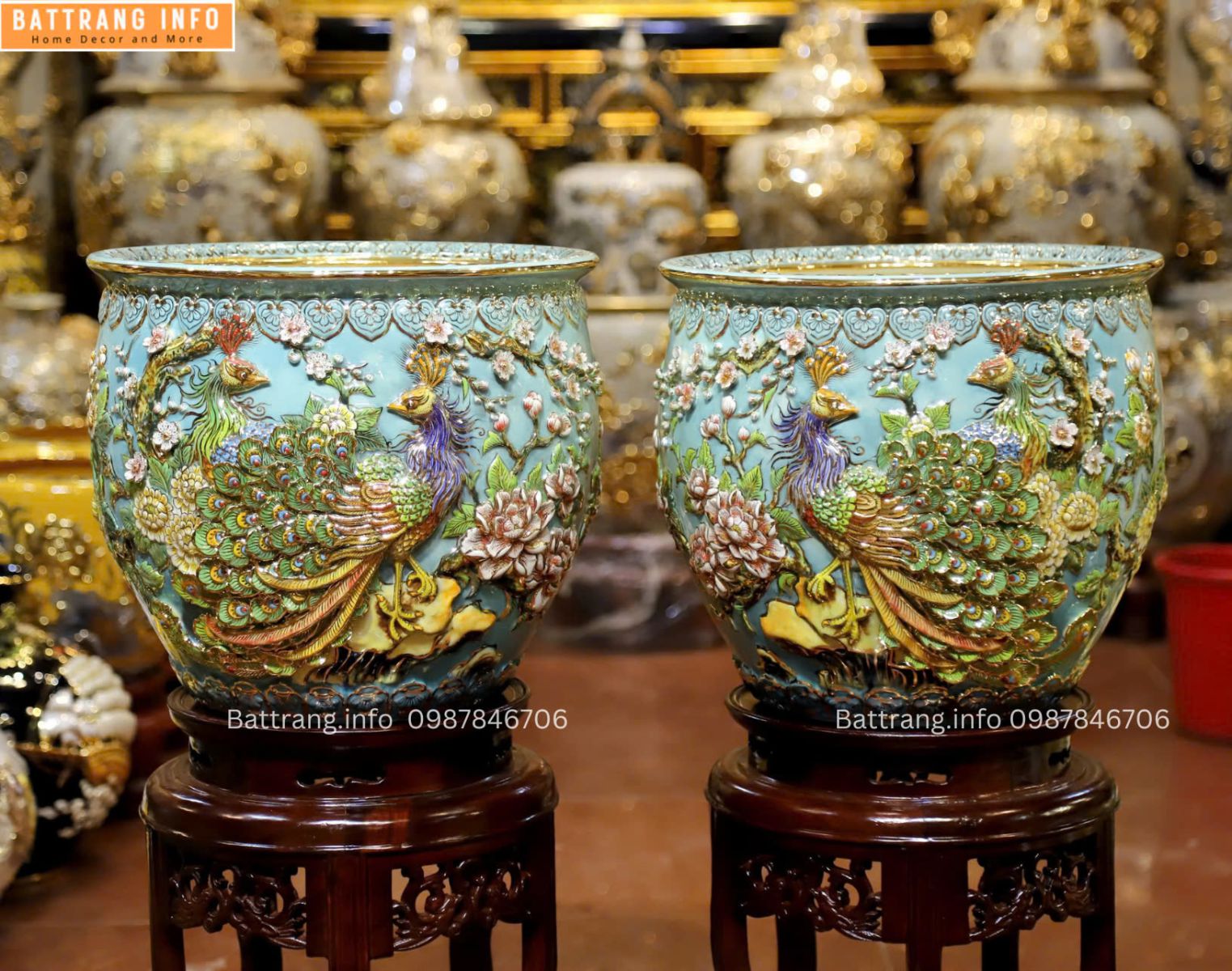 THỐNG CÔNG DANH PHÚ QUÝ ĐẮP NỔI VẼ VÀNG 24K