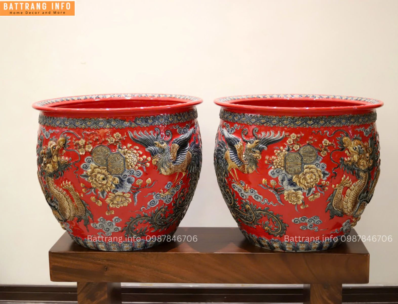 THỐNG LONG PHỤN SUM VẦY NỀN ĐỎ ĐẮP NỔI