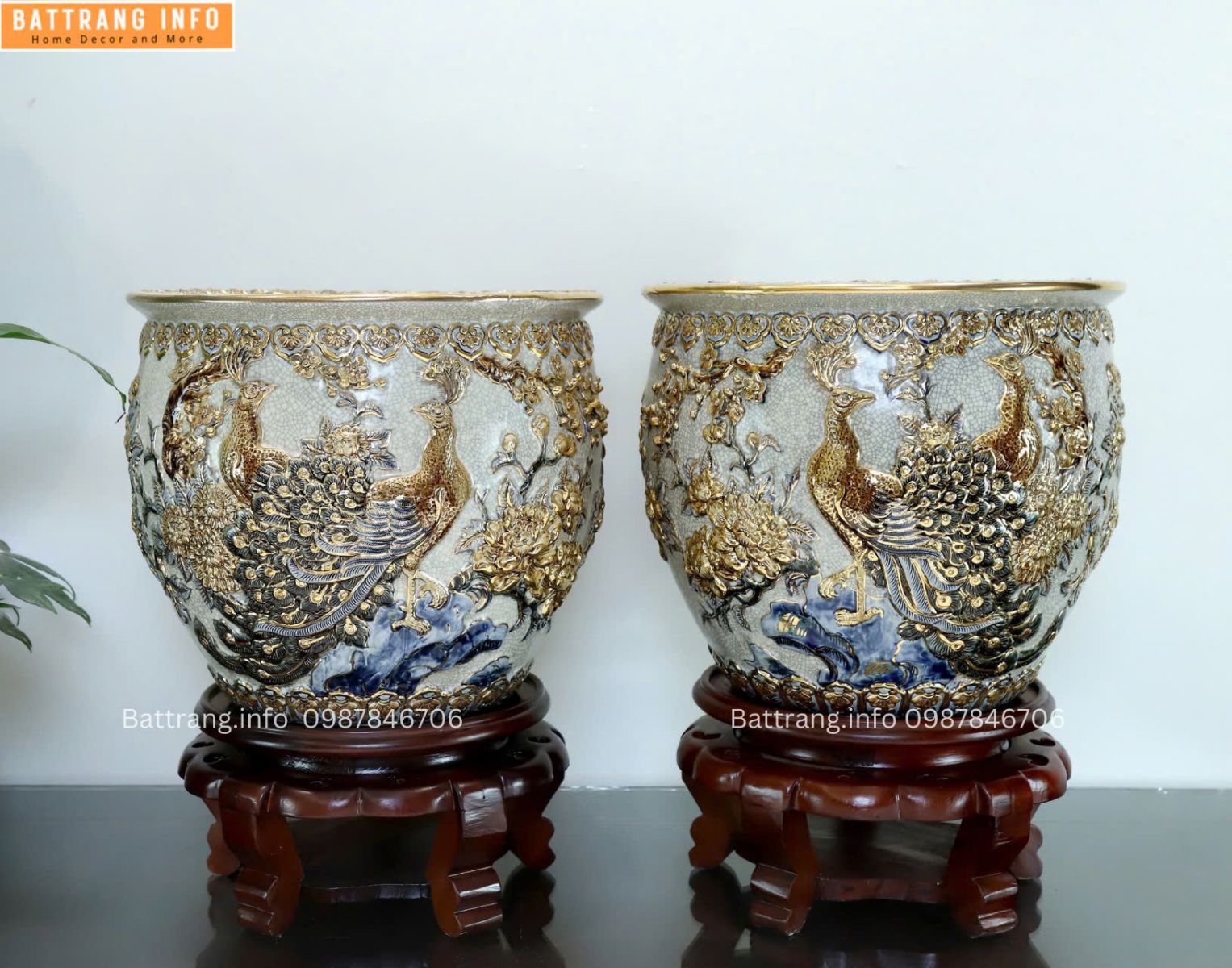THỐNG MEN RẠN CÔNG DANH PHÚ QUÝ ĐẮP NỔI VẼ VÀNG