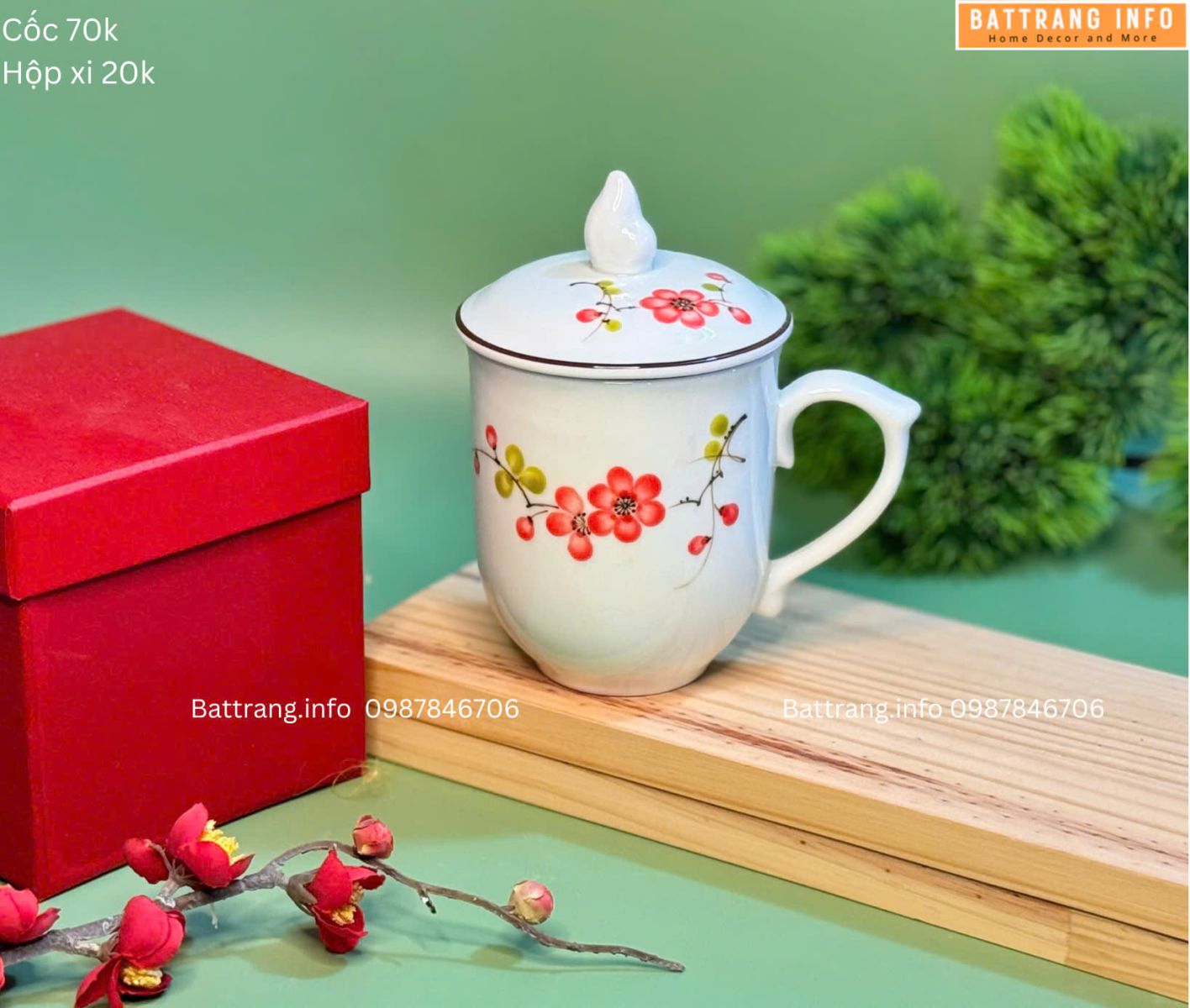CỐC NẮP ĐÀO ĐỎ
