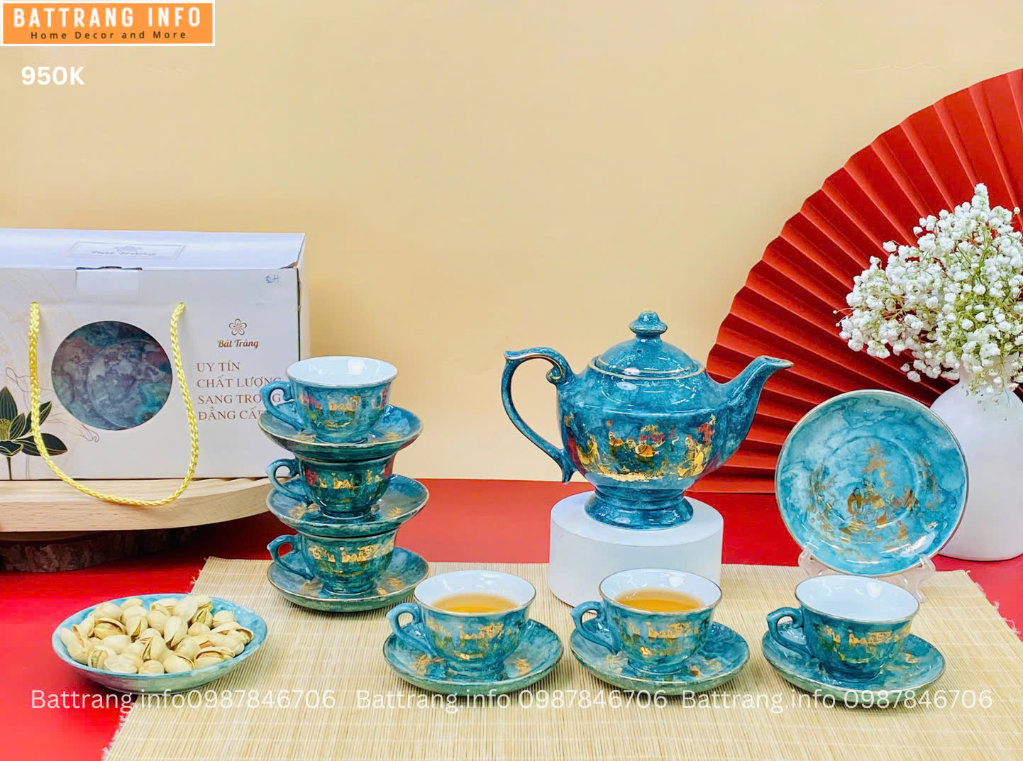 Bộ ấm chén men đá cao cấp Bát Tràng – Tinh hoa gốm Việt trong từng tách trà