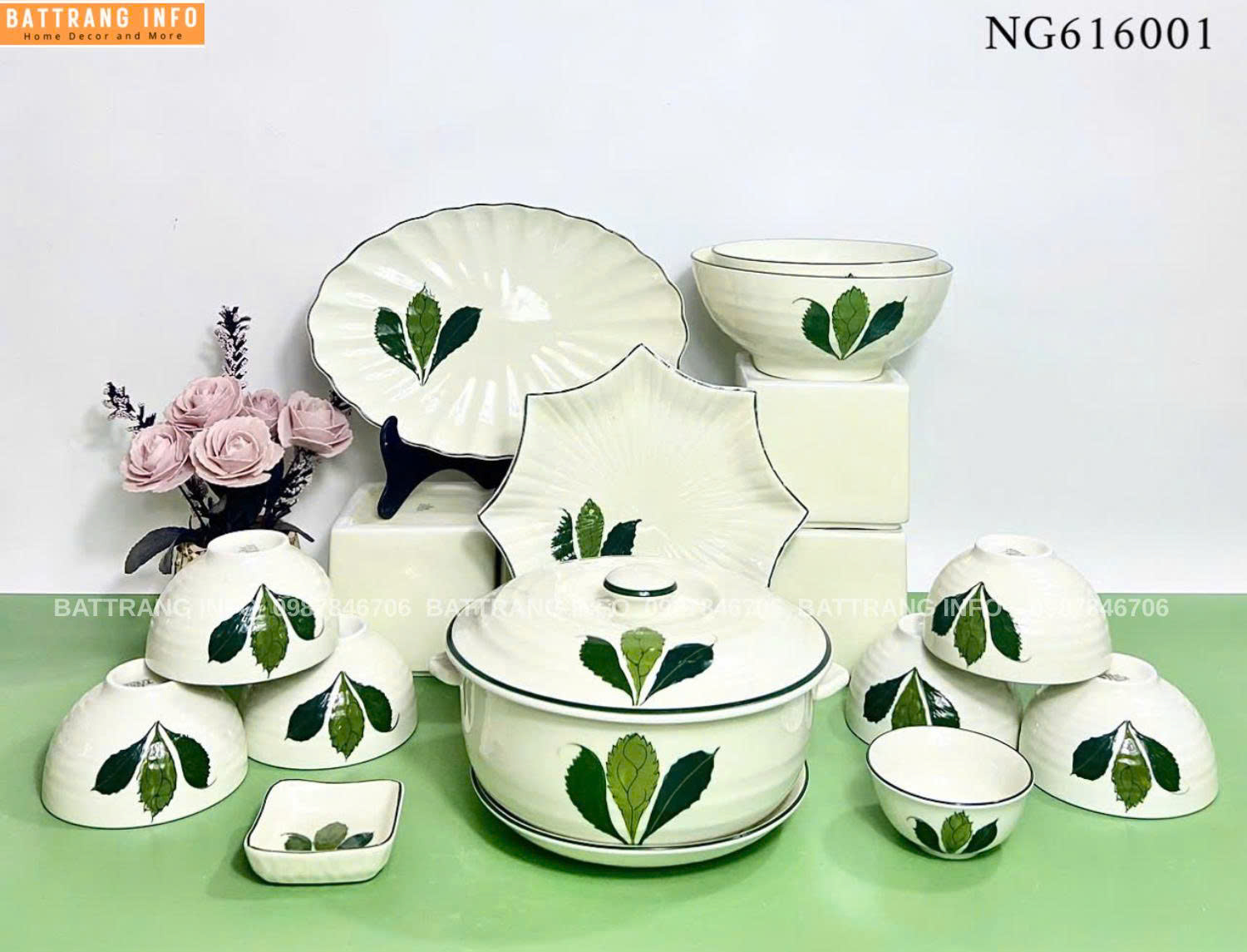 Bộ Bát Đĩa Ngò Gai
