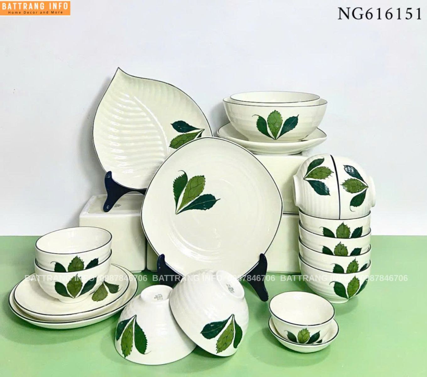 Bộ Bát Đĩa Ngò Gai