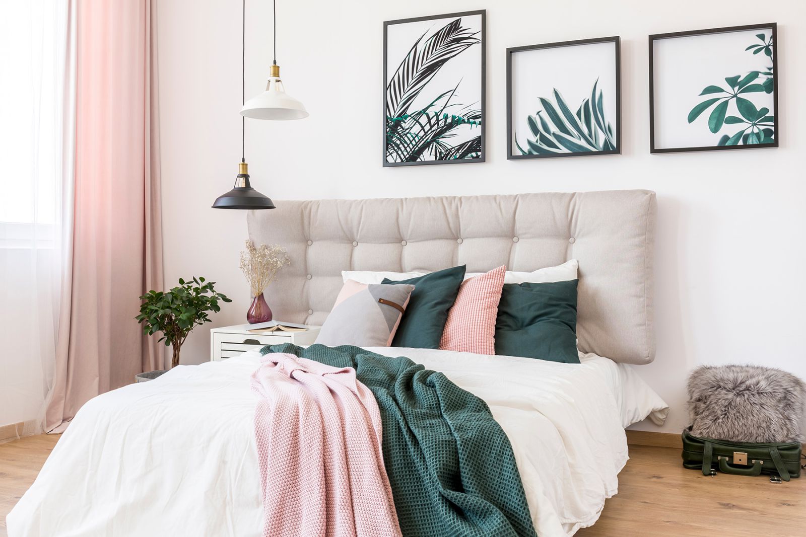 Ý tưởng phòng ngủ màu hồng phong cách Bắc Âu