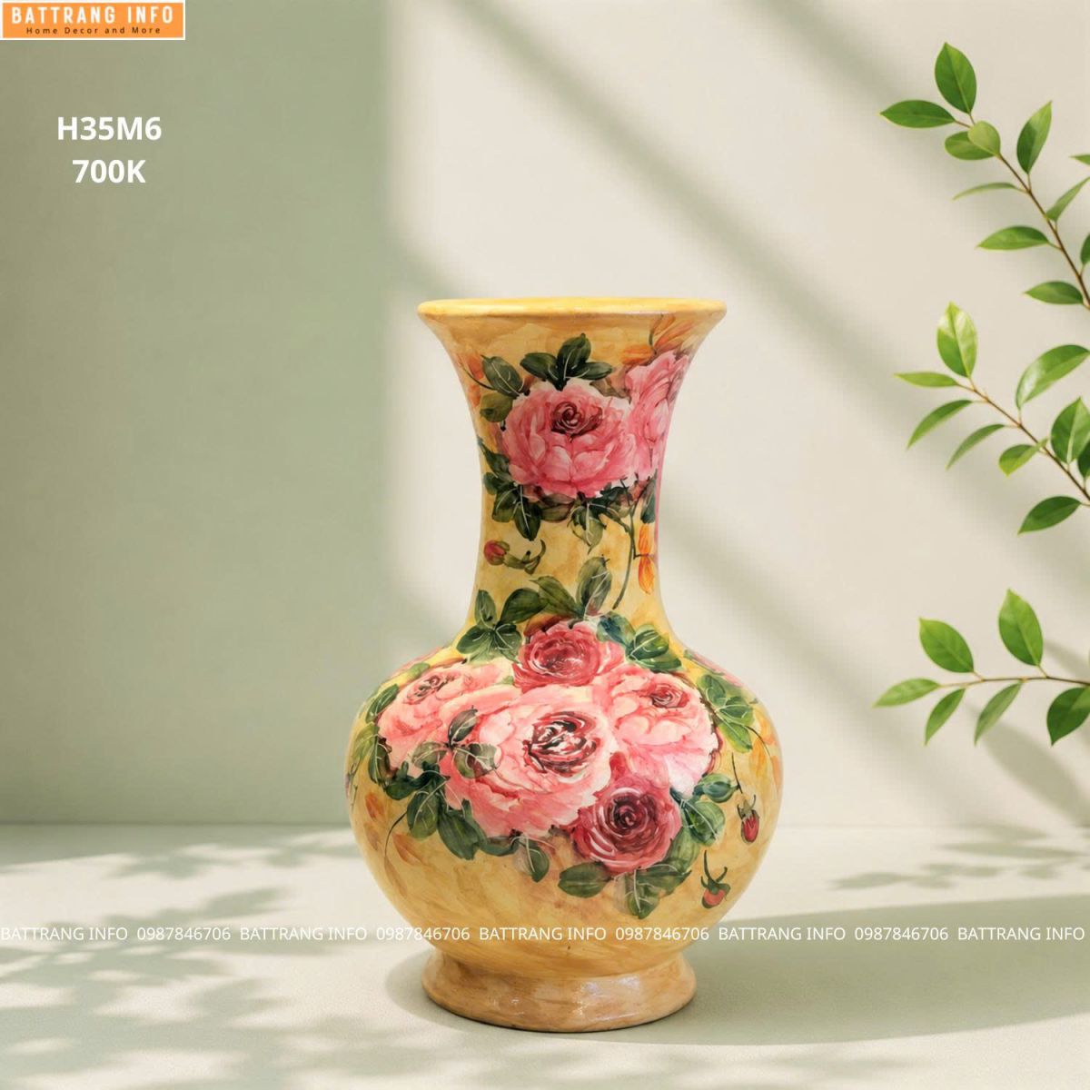 Lọ Hoa Vẽ Tay Cao Cấp Bát Tràng