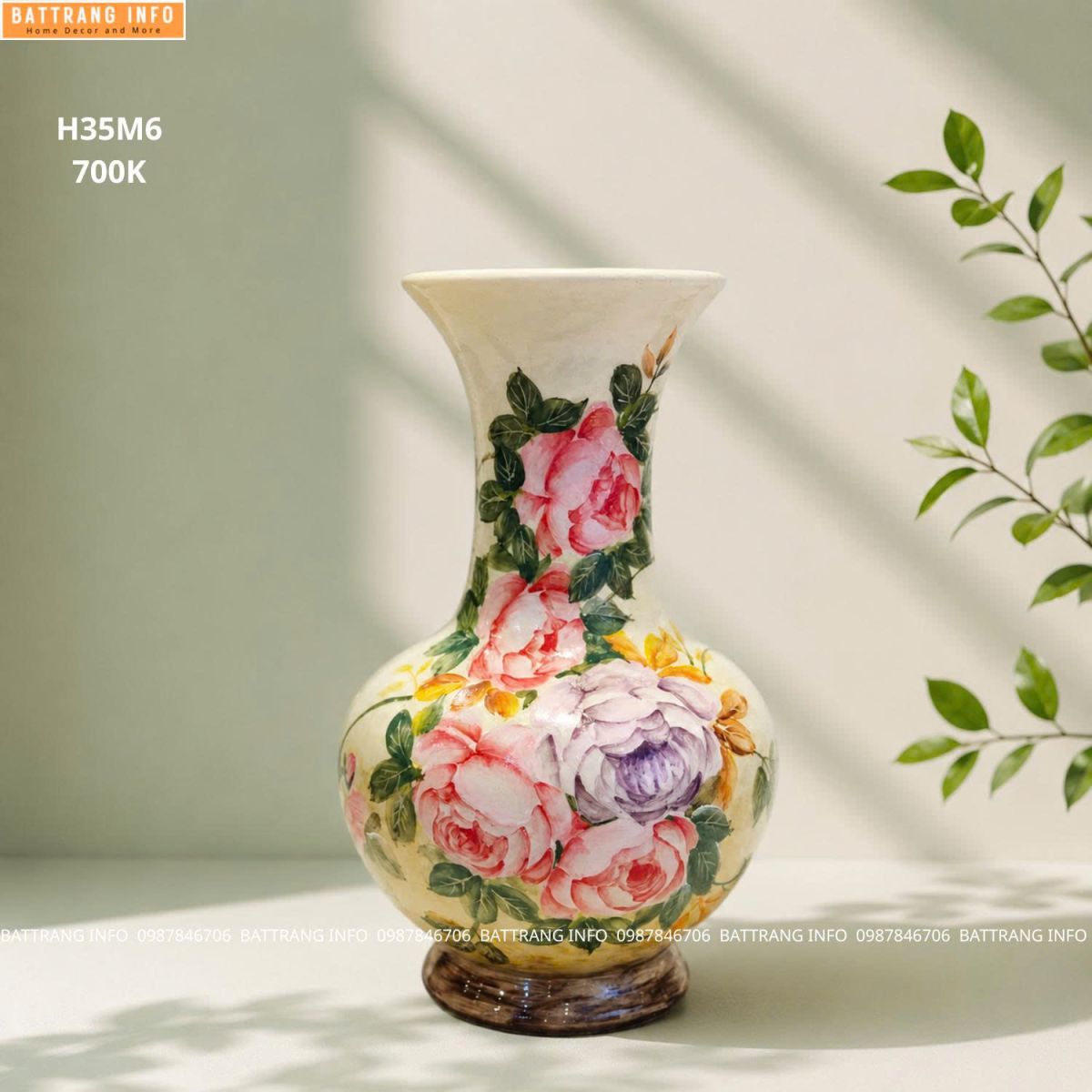 Lọ Hoa Vẽ Tay Cao Cấp Bát Tràng
