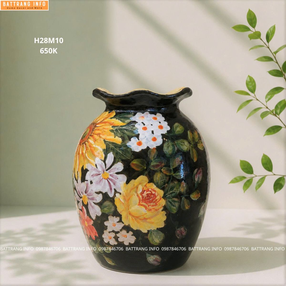 Lọ Hoa Vẽ Tay Cao Cấp Bát Tràng 2