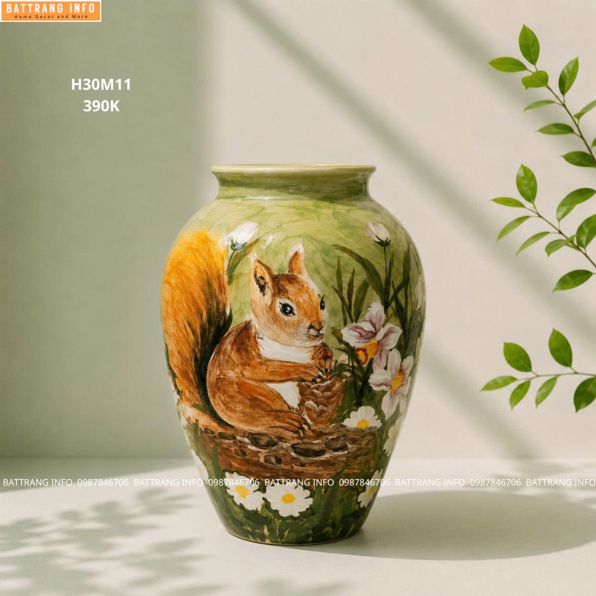 Lọ Hoa Vẽ Tay Cao Cấp Bát Tràng