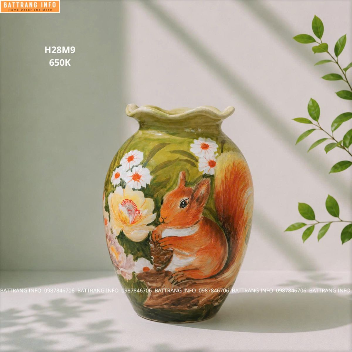Lọ Hoa Vẽ Tay Cao Cấp Bát Tràng