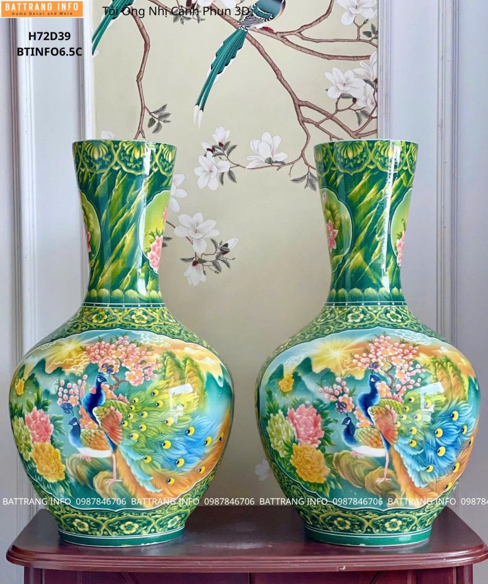 Tỏi Nhị Cảnh Phun 3D Công Danh Phú Quý & Thuận Buồm Xuôi Gió Cao 72cm Cao Cấp Bát Tràng – Biểu Tượng Tài Lộc Và Thành Công