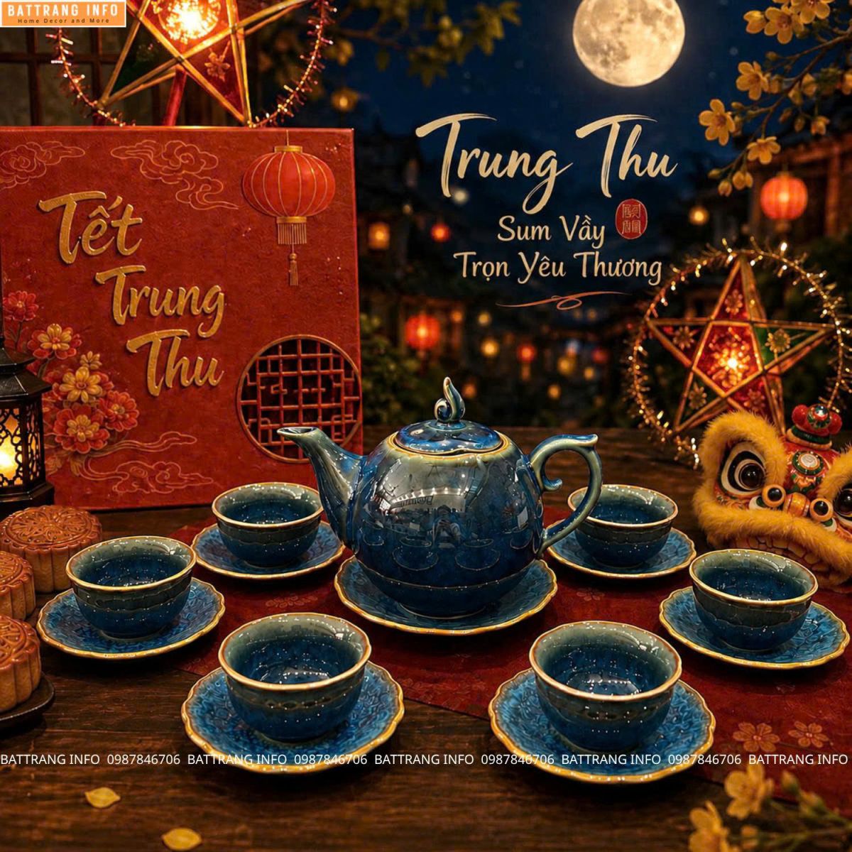 Bộ ấm chén men hỏa biến cao cấp Bát Tràng