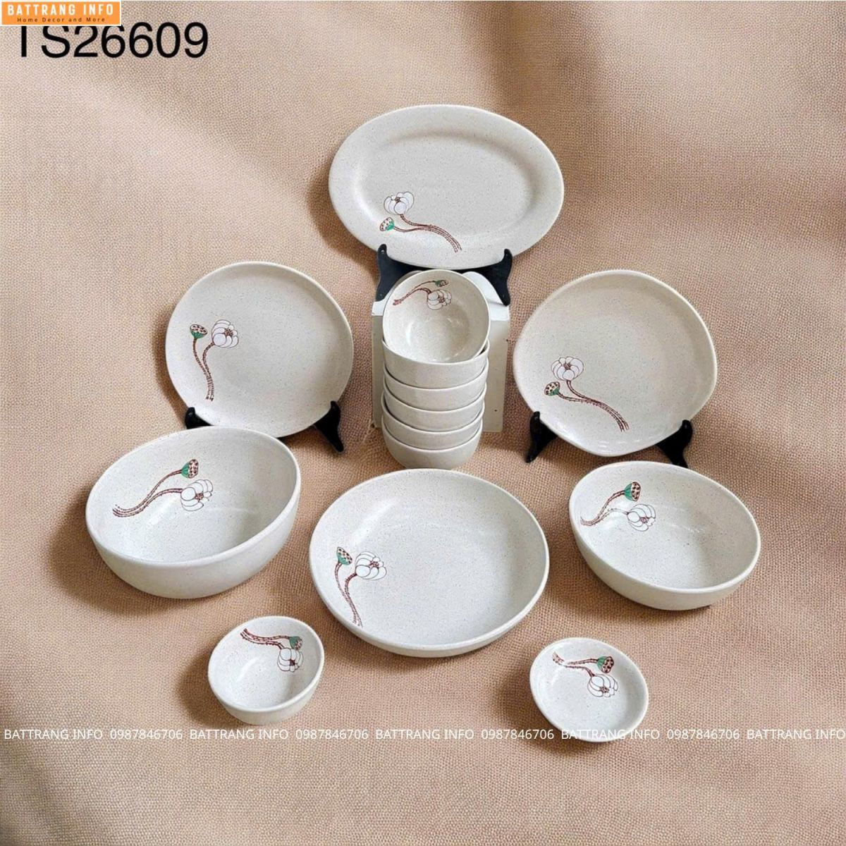 Bộ đồ ăn Tuyết Liên Hoa cao cấp Bát Tràng