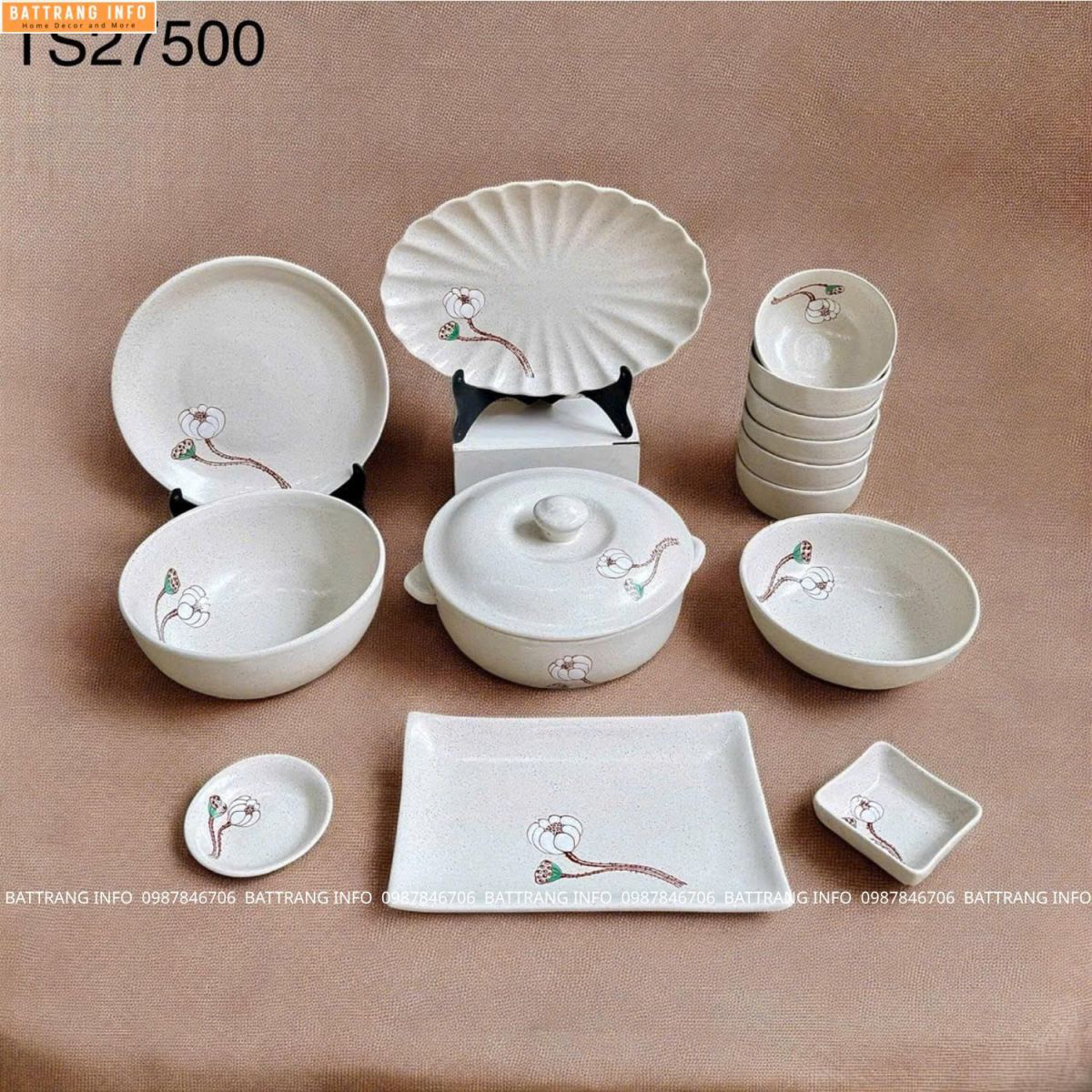 Bộ đồ ăn Tuyết Liên Hoa cao cấp Bát Tràng