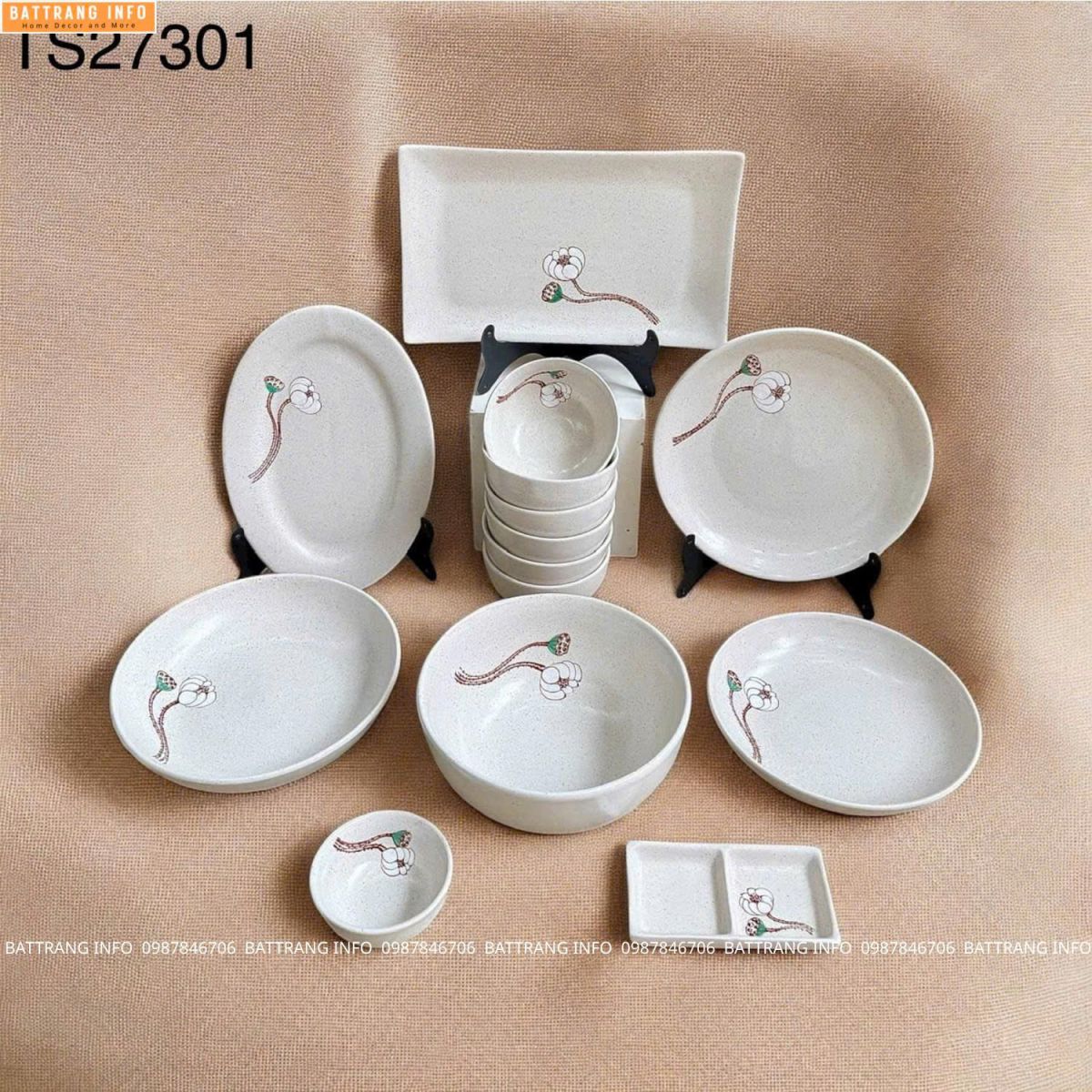 Bộ đồ ăn Tuyết Liên Hoa cao cấp Bát Tràng