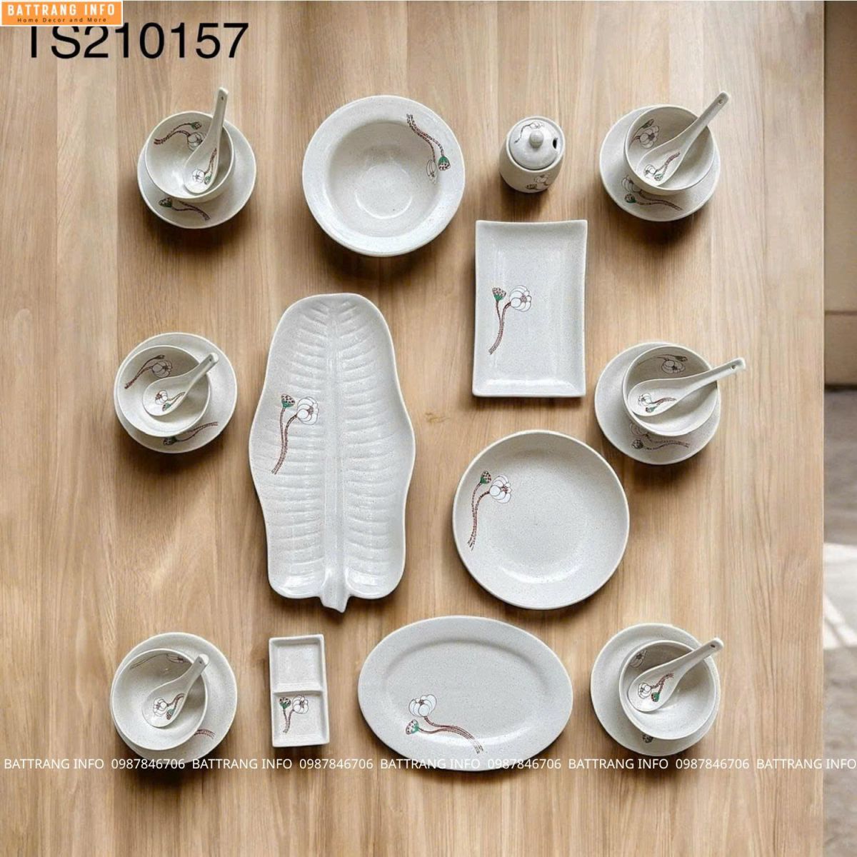 Bộ đồ ăn Tuyết Liên Hoa cao cấp Bát Tràng