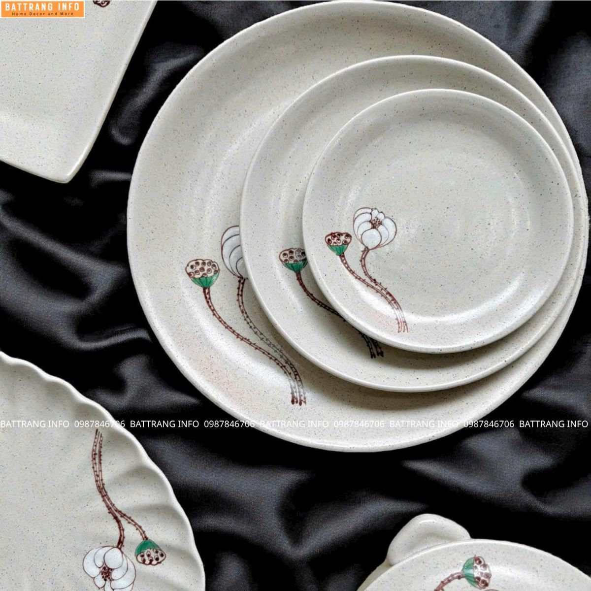 Bộ đồ ăn Tuyết Liên Hoa cao cấp Bát Tràng