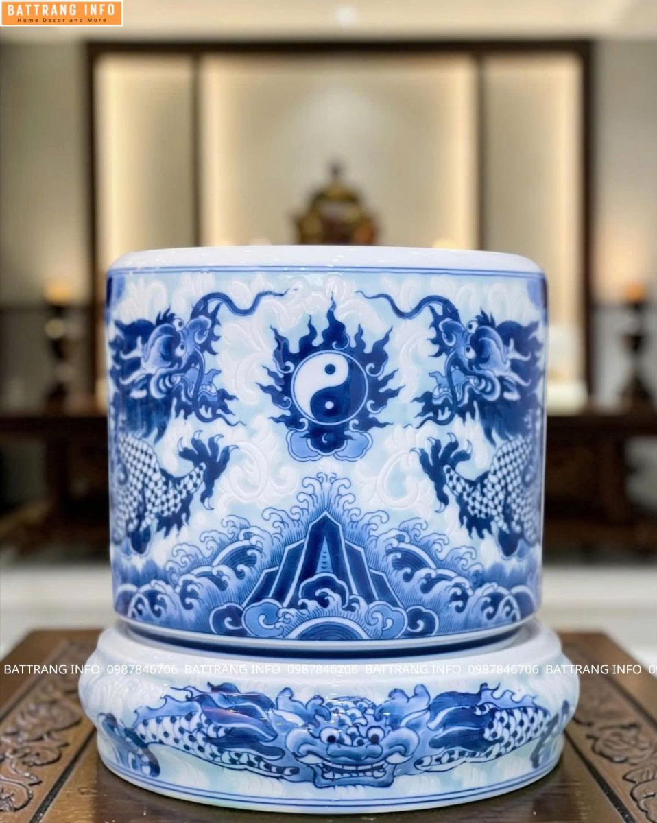 Mua bộ đồ thờ gấm xanh cao cấp Bát Tràng ở đâu Hà Nội?