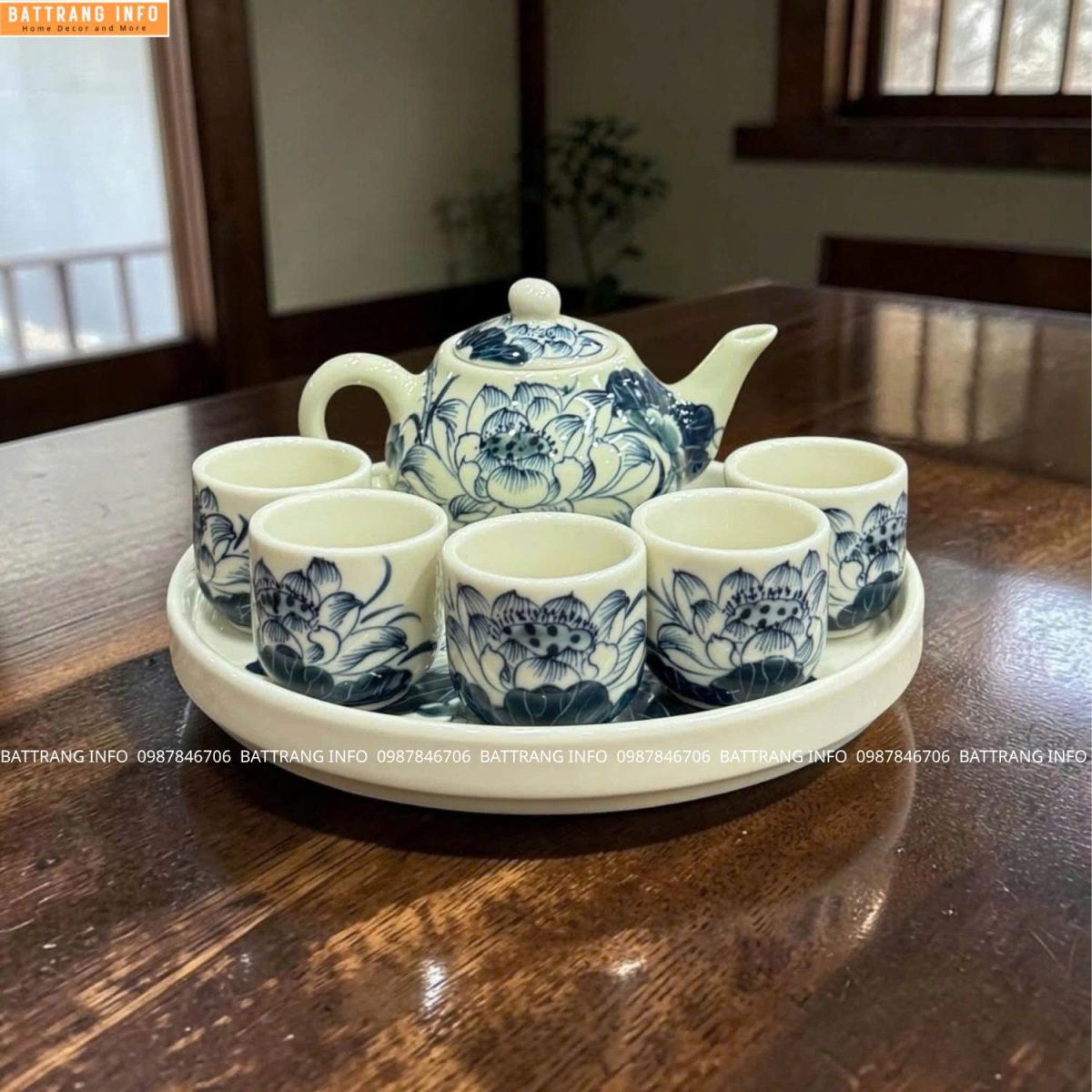 Bộ Trà Cúng Men Chàm Cổ Cao Cấp Bát Tràng