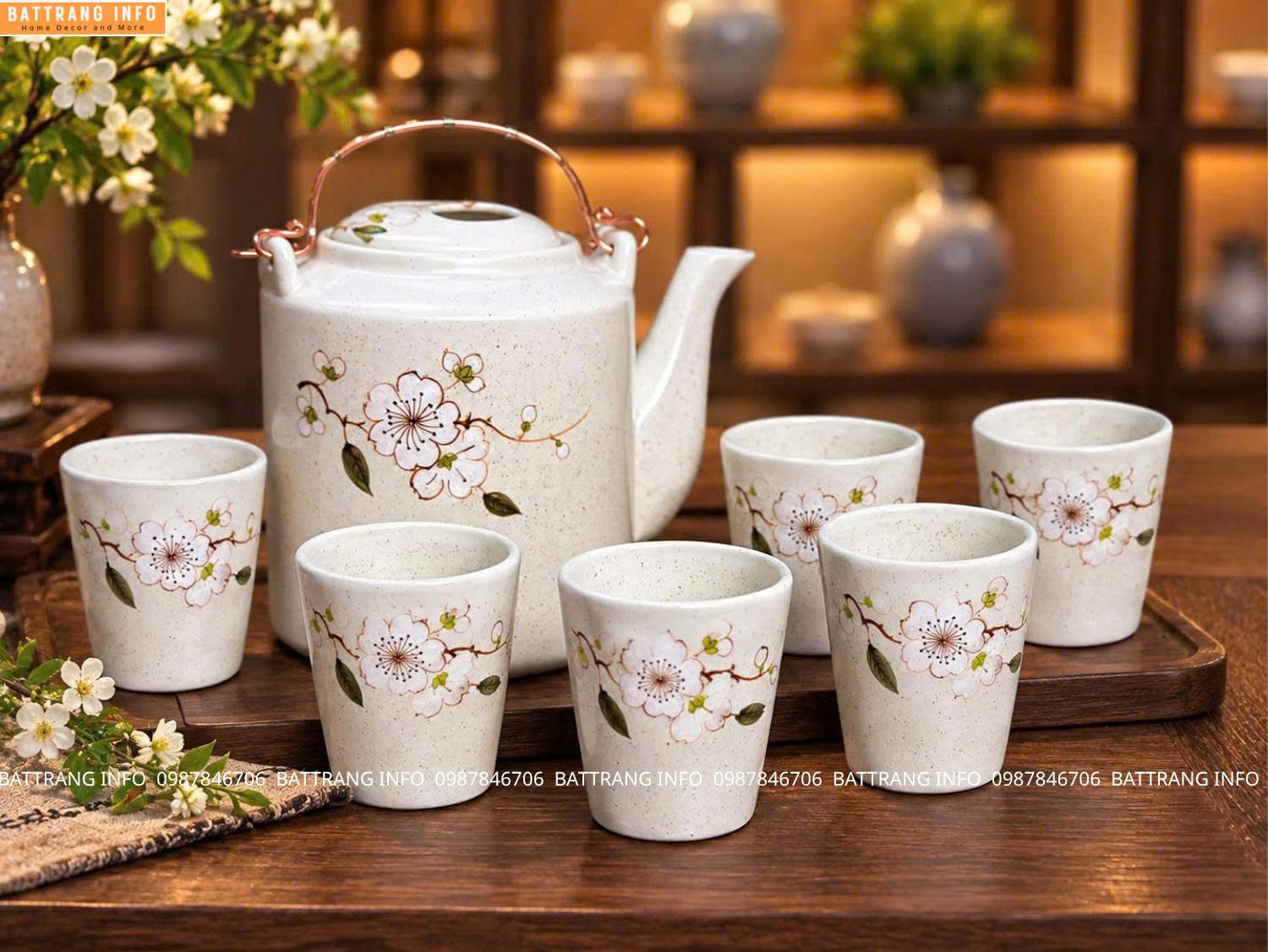 Mua Bộ Tích Men Tiêu Hoa Đào Cao Cấp Bát Tràng Ở Đâu Hà Nội?