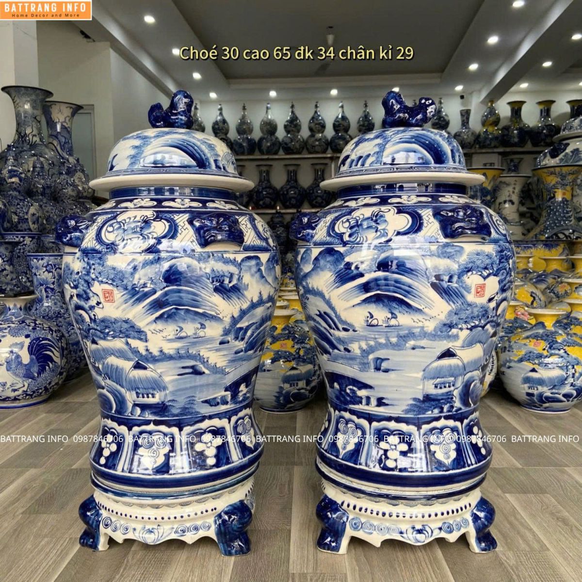 Cặp Choé Sơn Thủy Cao Cấp Bát Tràng