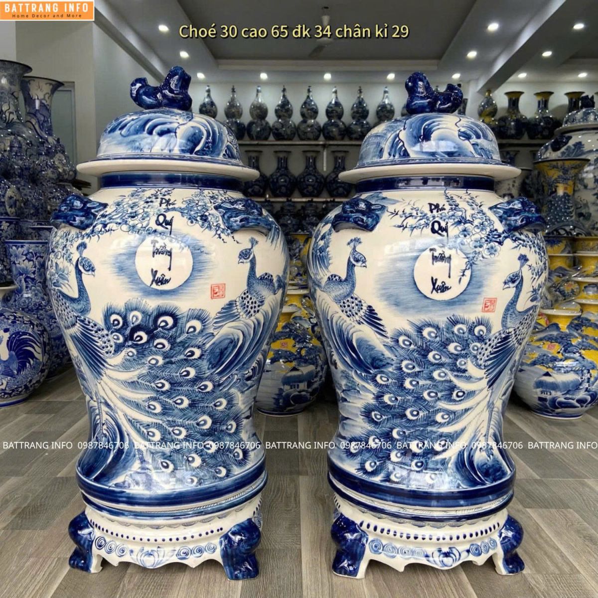 Cặp Chóe Công Danh Phú Quý Cao Cấp Bát Tràng