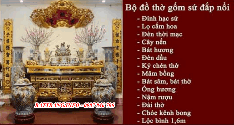 Bộ đồ thờ gốm sứ Bát Tràng