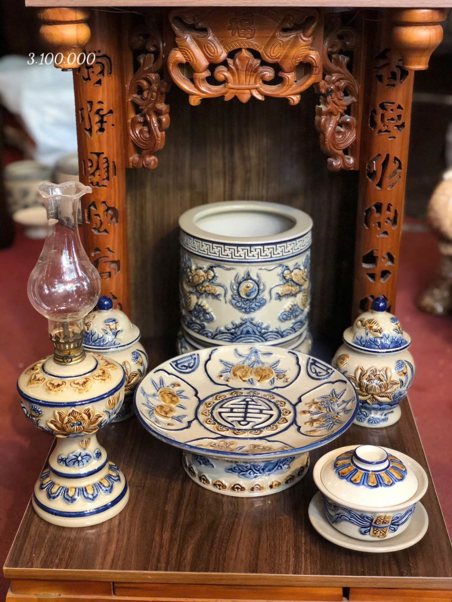 Bộ Đồ Thờ Men Hoàng Thổ Ban Thần Tài