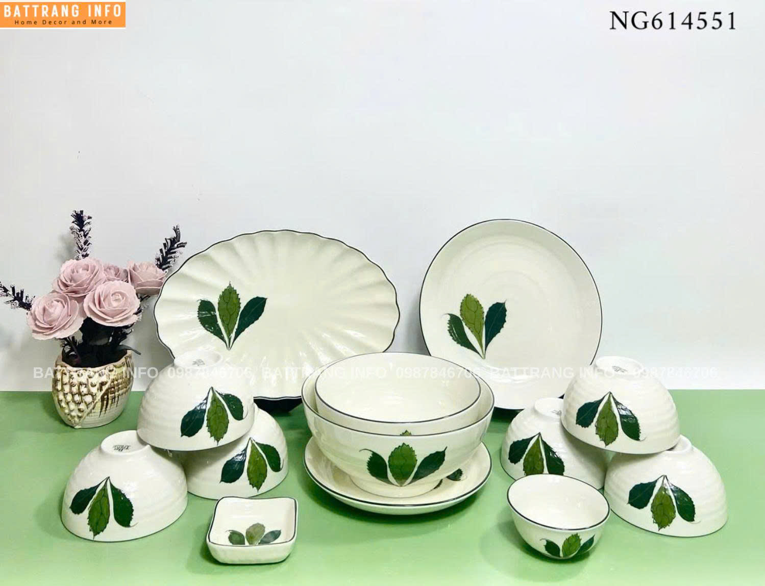 Bộ Bát Đĩa Ngò Gai