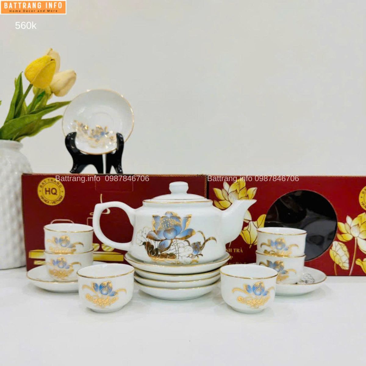 BỘ ẤM CHÉN VẼ SEN