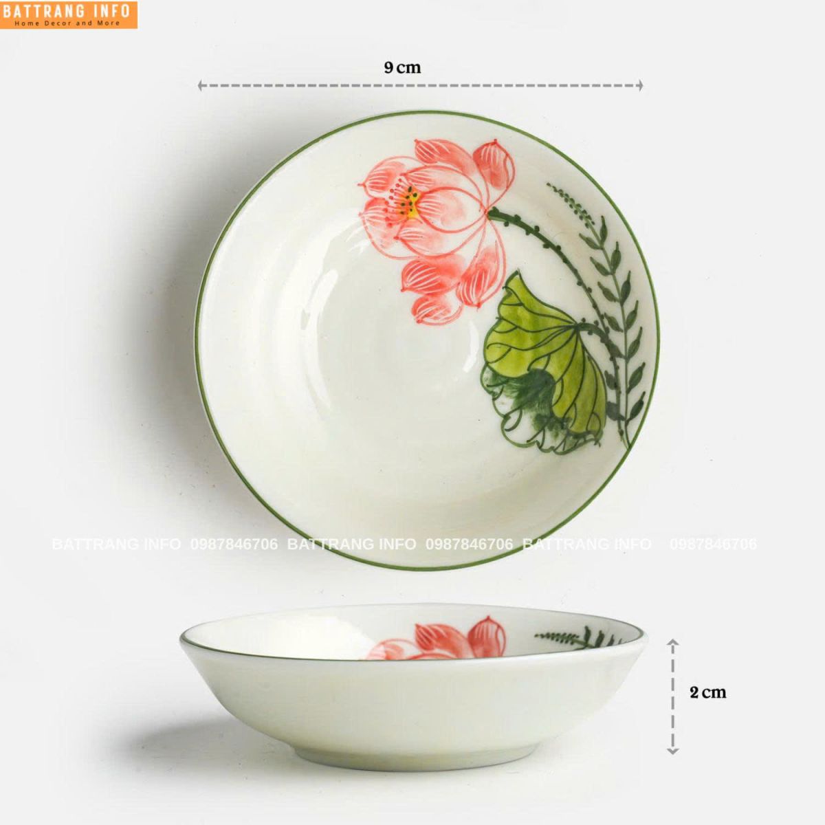 Đĩa Muối Tròn Sen Hồng