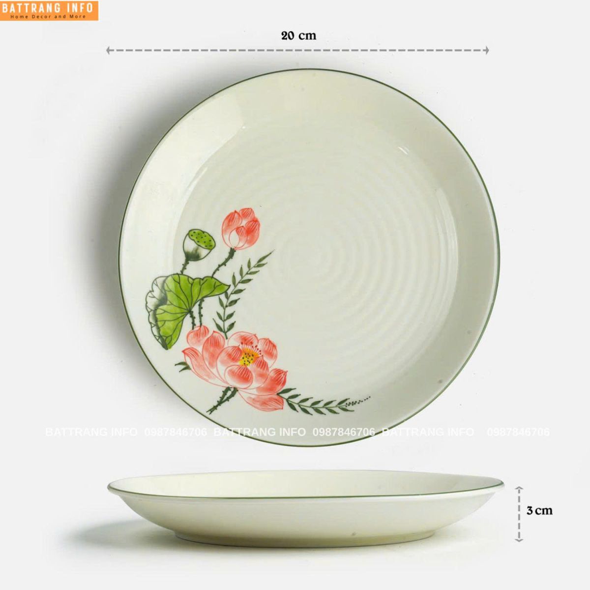 Đĩa Tròn Sen Hồng P20