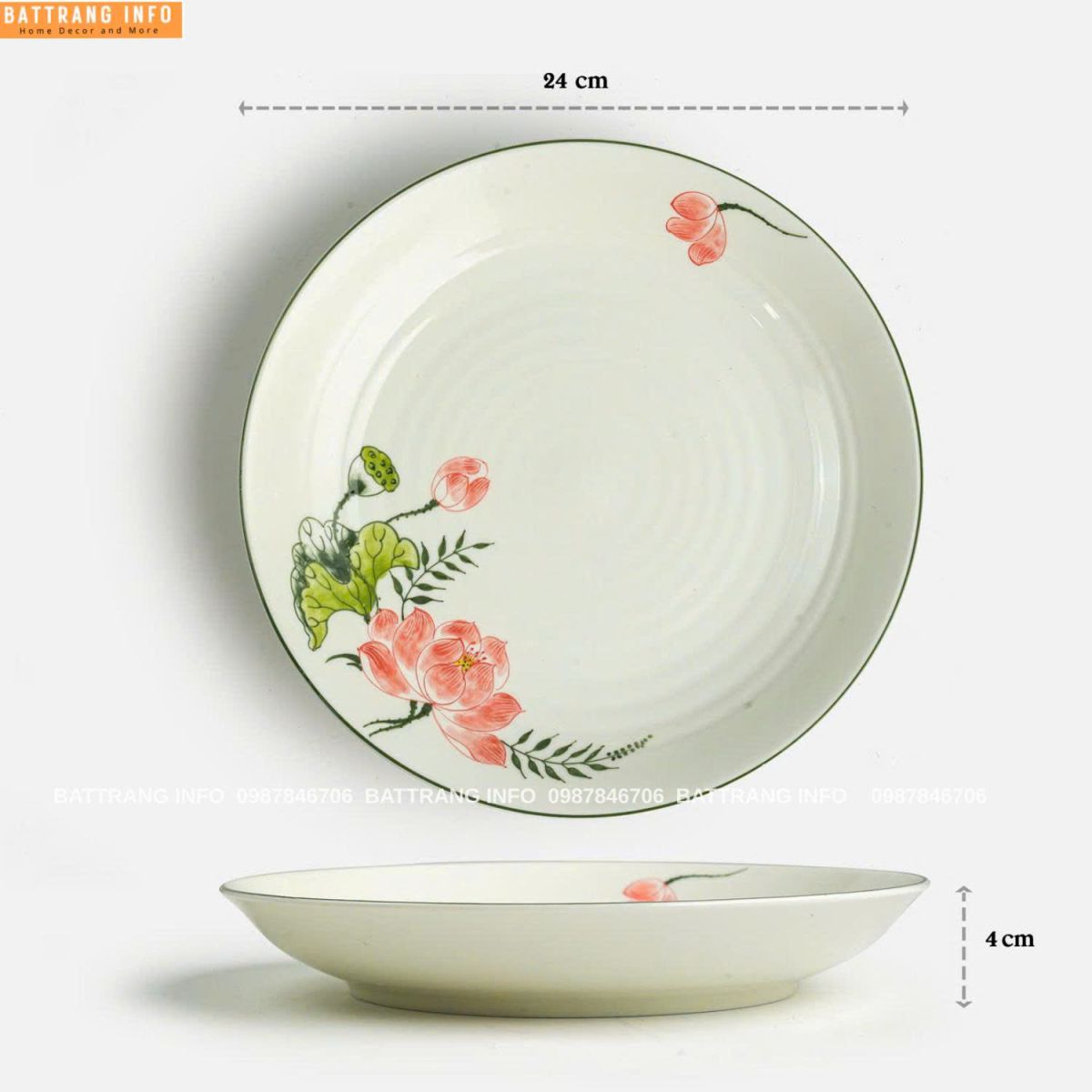 Đĩa Tròn Sen Hồng P24