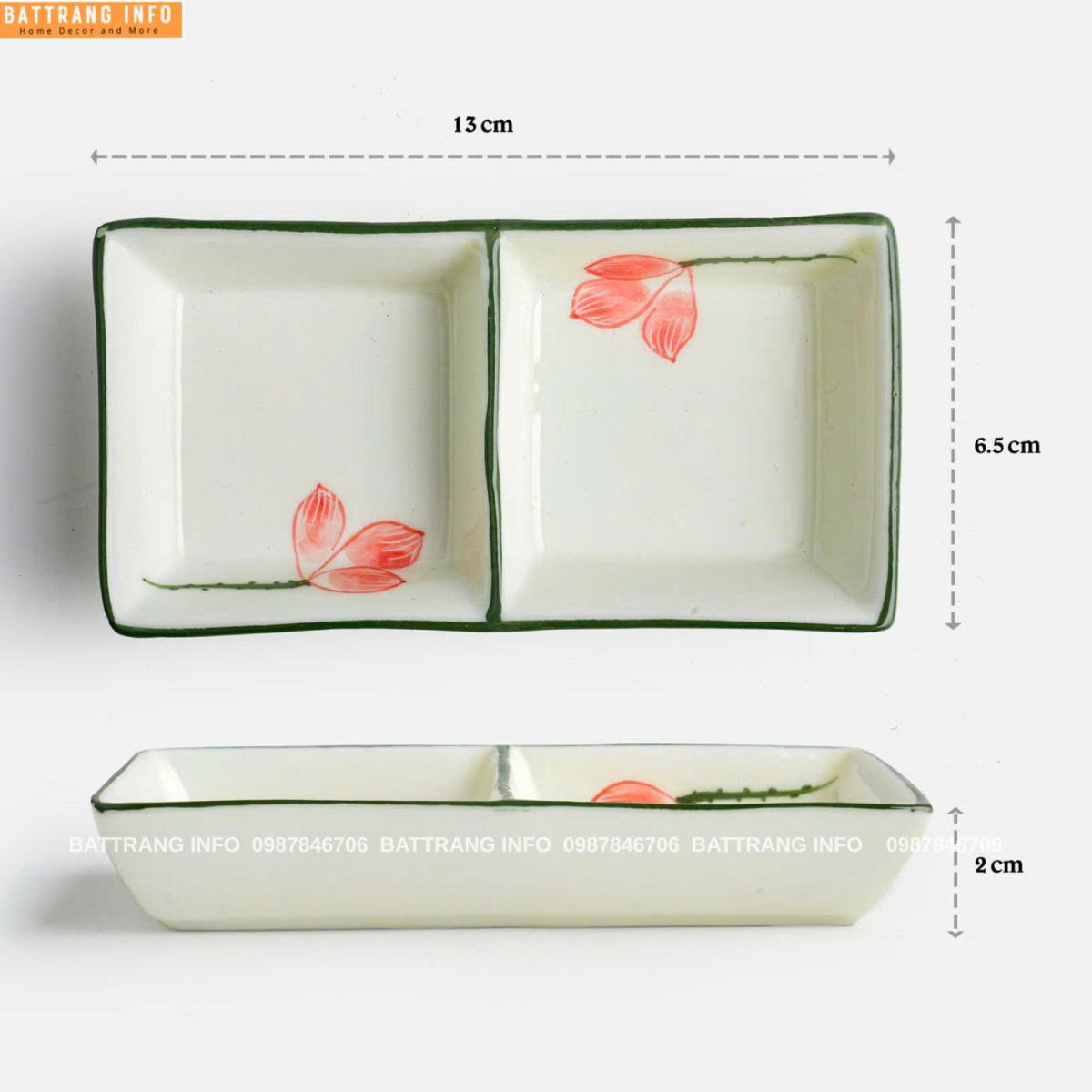 Gia Vị Chữ Nhật 2 Ngăn Sen Hồng