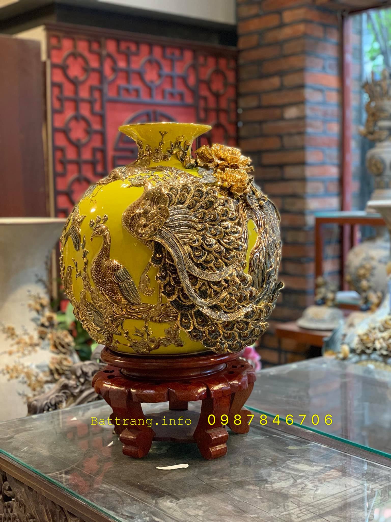 Bình hút tài lộc công danh phú quý dát vàng 24k