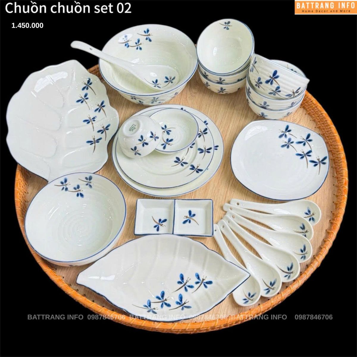 Bộ Bát Đĩa Chuồn Chuồn