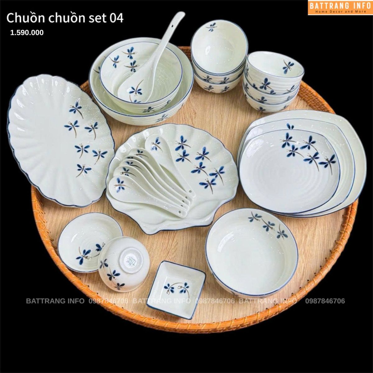 Bộ Bát Đĩa Chuồn Chuồn