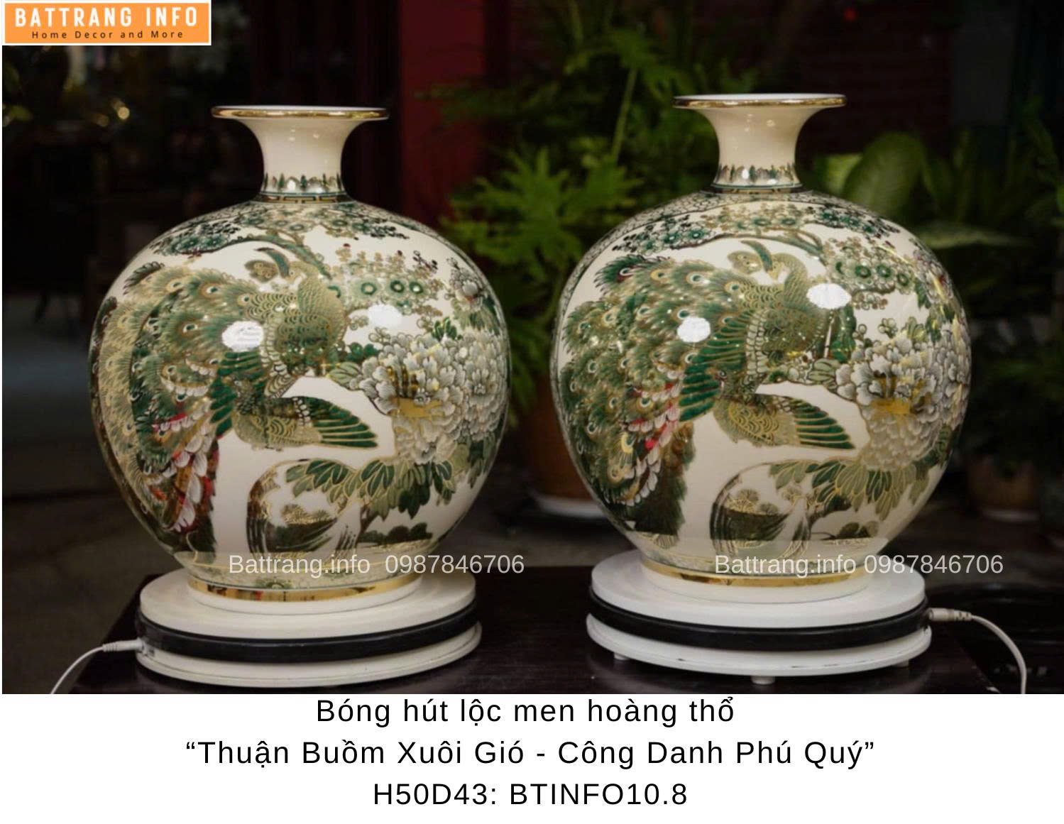 BÌNH HÚT LỘC MEN HOÀNG THỔ " CÔNG DANH PHÚ QUÝ & THUẬN BUỒM XUÔI GIÓ" H50