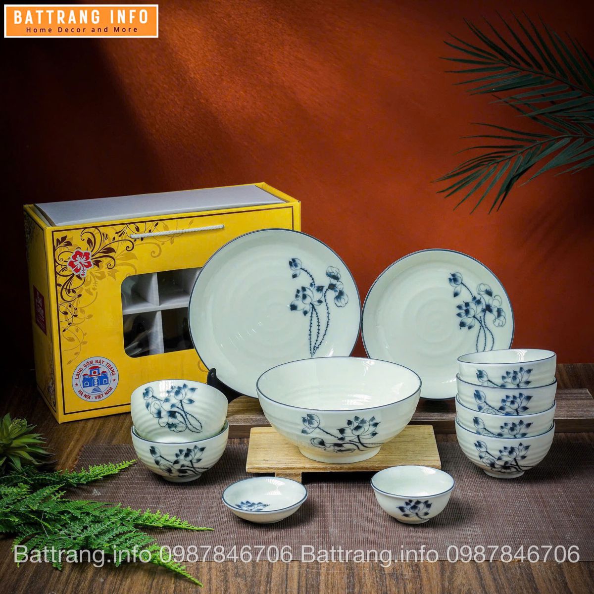 Bộ Bát Đĩa Quà Tặng Cao Cấp Bát Tràng –