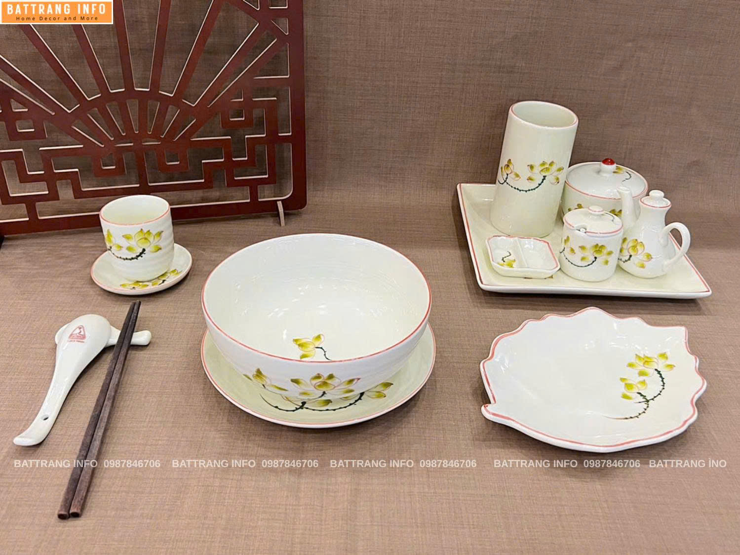 Tô Phở Gốm Sứ Bát Tràng Cao Cấp Kèm Phụ Kiện