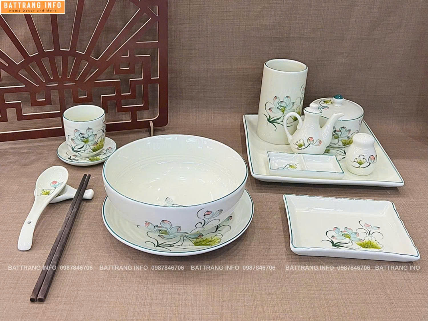 Tô Phở Gốm Sứ Bát Tràng Cao Cấp Kèm Phụ Kiện