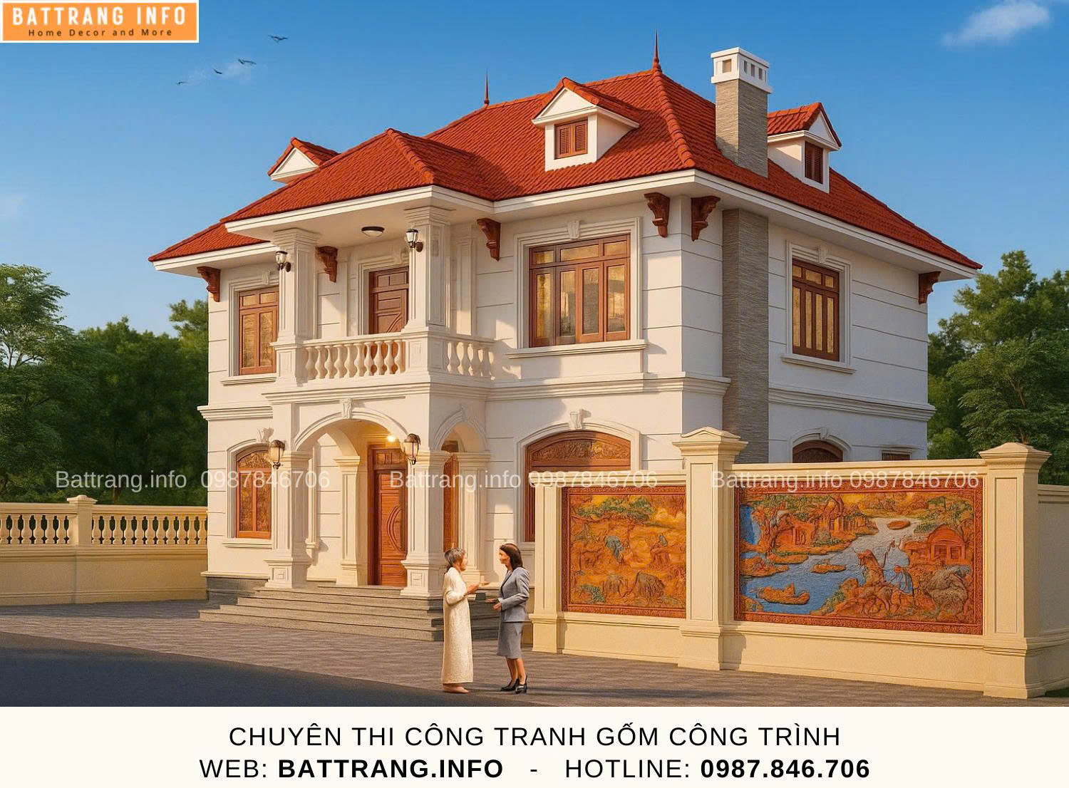 Tranh Gốm Ghép Mảnh Trang Trí Sân Vườn Gốm Bát Tràng
