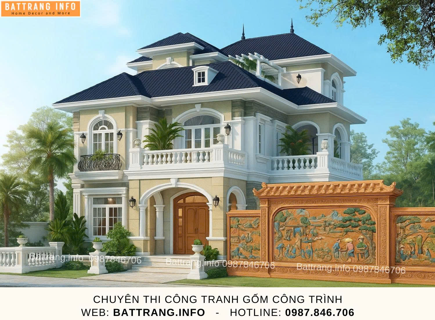 Tranh Gốm Ghép Mảnh Trang Trí Sân Vườn Gốm Bát Tràng