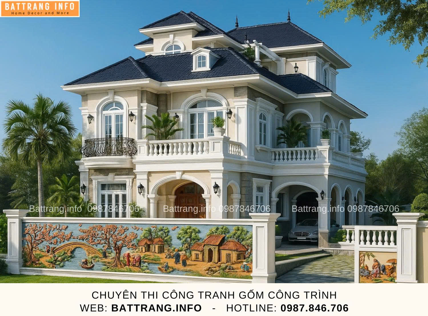 Tranh Gốm Ghép Mảnh Trang Trí Sân Vườn Gốm Bát Tràng