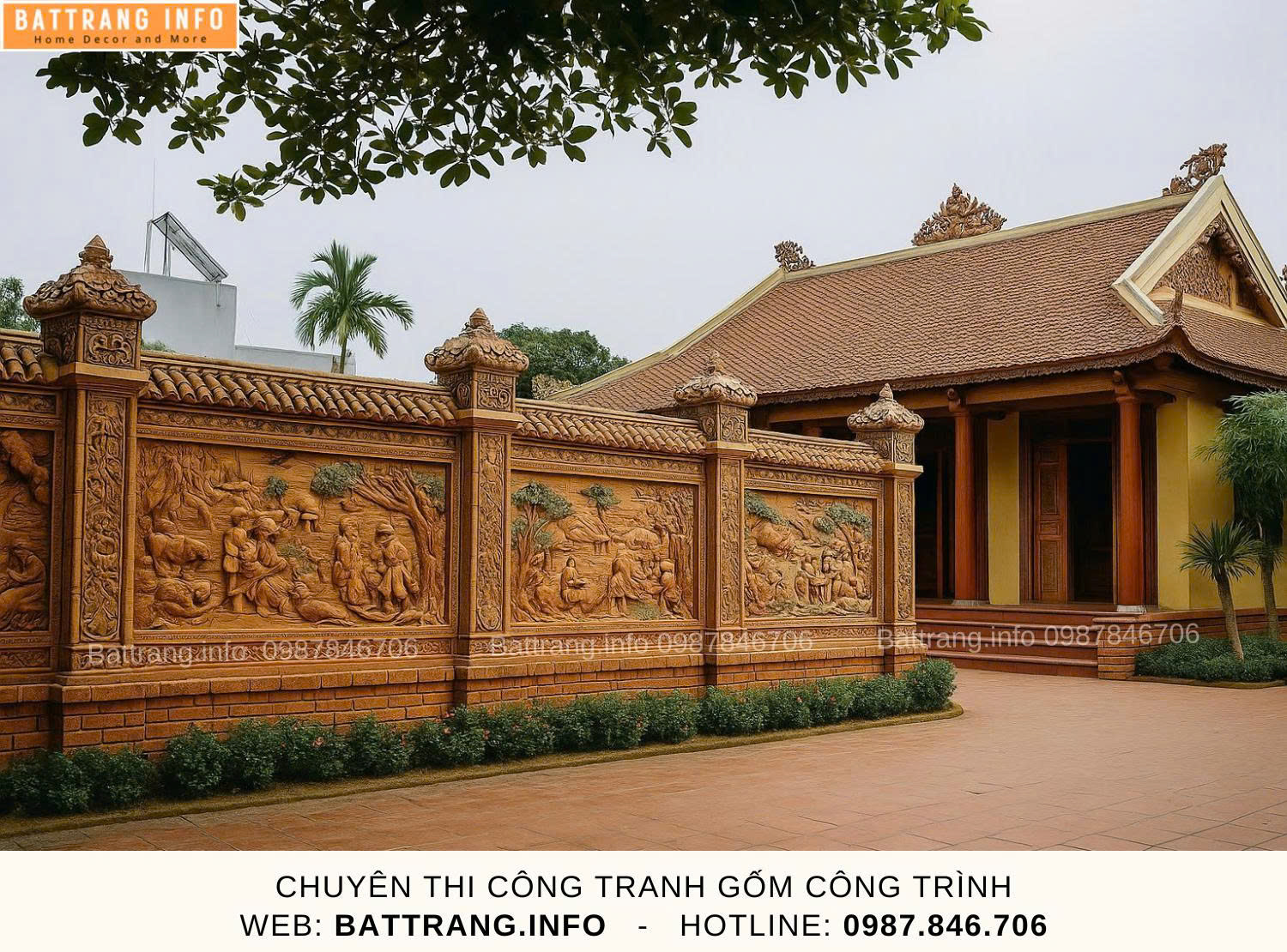 Tranh Gốm Ghép Mảnh Trang Trí Sân Vườn Gốm Bát Tràng